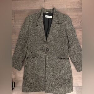 Max Mara Gray Wool Blend Tweed Coat Jacket Blazer EU 38 US 6 | Italy | Botton